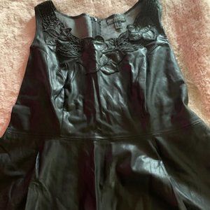 Black faux leather peplum top